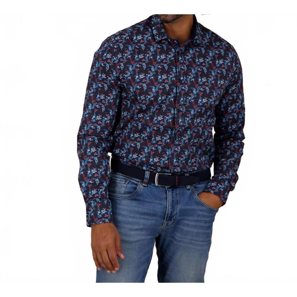 NEW A FISH NAMED FRED pheasant long sleeve shirt in navy